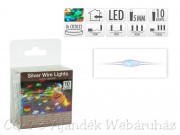 10 LEDes fényfüzér ezüstdrót színes beltéri elemes 100cm AX8703000
