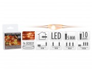 10 LEDes fényfüzér rosédrót extra melegfehér beltéri elemes 90+10cm AX8704000