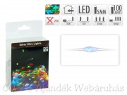 100 LEDes fényfüzér ezüstdrót színes beltéri elemes 505cm AX8703040