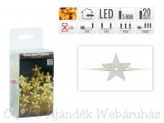 20 LEDes fényfűzér csillag aranydrót extra melegfehér beltéri elemes 105cm AX871