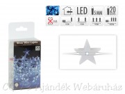 20 LEDes fényfűzér csillag ezüstdrót hidegfehér beltéri elemes 105cm AX8715200