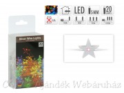 20 LEDes fényfüzér csillag ezüstdrót színes beltéri 105cm AX8715600