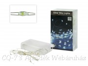 20 LEDes fényfűzér ezüstdrót fehér beltéri elemes 105cm AX8701010