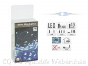 40 LEDes fényfüzér ezüstdrót fehér beltéri elemes 205cm AX8701020
