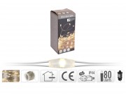 80 LEDes fényfüzér ezüstdrót melegfehér kül- és beltéri 7,9+3m AX8716100