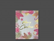 Ajándéktasak közepes Merry Christmas arany/rózsaszín 18x10x23cm 371689