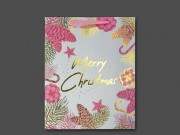 Ajándéktasak nagy Merry Christmas arany/rózsaszín 26x12x32cm 371690