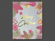 Ajándéktasak óriás Merry Christmas arany/rózsaszín 31x12x42cm 371691