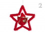 Angyalkás csillag dekoráció fehér/piros 20cm ANM221020 2f