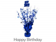 Asztalközép csillagos kék Happy Birthday 36cm 601312