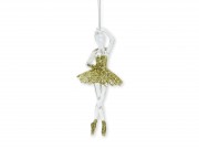 Balerina dekoráció arany ruhában 17cm