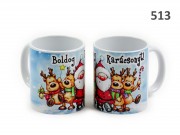 Bögre Boldog Karácsonyt Mikulás rénszarvasokkal 3dl 513