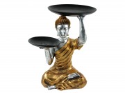 Buddha szobor arany ruhában tálakat tart 40cm 1465