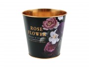 CQ00418 Fém kaspó fekete Rose flower 15x13,5cm