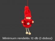 CQ00474 Kötött ruhás lógólábú figura piros 11cm