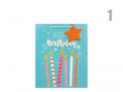 CQ00536 Ajándéktasak Happy Birthday glitteres közép 18x10x23cm 4f