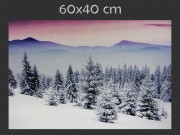 CQ00868 40 LEDes világító falikép havas fenyőerdő 60x40cm