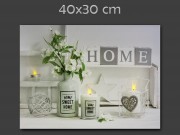 CQ00872 3 LEDes világító falikép fehér Sweet home 40x30cm