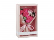 CQ00983 Szappanrózsa virágcsokor díszdobozban rózsaszín 16x27cm