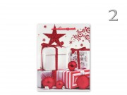 CQ01491 Karácsonyi dísztasak piros/fehér glitteres közép 18x10x23cm 4f