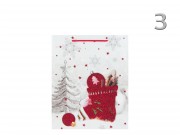 CQ01699 Karácsonyi dísztasak fehér/piros glitteres közép 18x10x23cm 4f