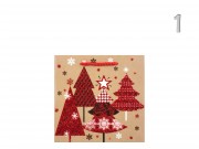CQ01769 Karácsonyi dísztasak natúr/piros glitteres kicsi 15x6x14,5cm 4f