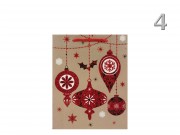 CQ01770 Karácsonyi dísztasak natúr/piros glitteres közép 18x10x23cm 4f