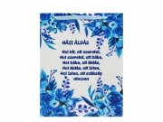 CQ01885 Fatábla Házi Áldás kék virágos 21x26cm