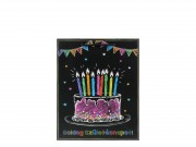 CQ02086 Ajándéktasak Boldog Születésnapot fekete tortás közép 18x10x23cm