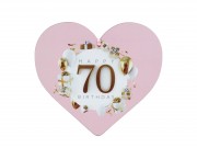 CQ02359 Szív tábla 70 Happy Birthday rózsaszín 22x20cm