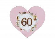 CQ02360 Szív tábla 60 Happy Birthday rózsaszín 22x20cm
