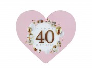 CQ02362 Szív tábla 40 Happy Birthday rózsaszín 22x20cm
