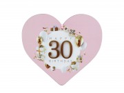 CQ02363 Szív tábla 30 Happy Birthday rózsaszín 22x20cm