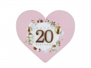 CQ02364 Szív tábla 20 Happy Birthday rózsaszín 22x20cm
