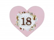 CQ02365 Szív tábla 18 Happy Birthday rózsaszín 22x20cm