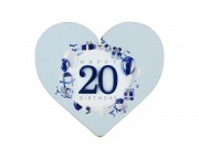 CQ02372 Szív tábla 20 Happy Birthday kék 22x20cm