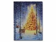 CQ02529 45 miniLEDes világító falikép karácsonyfa erdőben 30x40cm