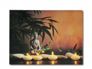 CQ02536 4 LEDes világító falikép Buddha gyertyákkal 40x30cm