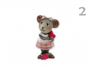 CQ02549 Egér fiú/lány álló szívvel rózsaszín 8cm 2f