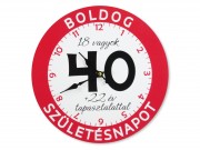 CQ02604 Falióra kerek 40 Boldog születésnapot 30cm