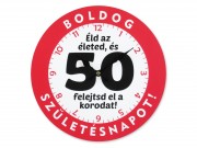 CQ02605 Falióra kerek 50 Boldog születésnapot 30cm