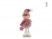 CQ02643 Fiú/lány figura téli ruhás rózsaszín 18cm 2f