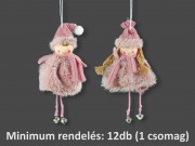 CQ02646 Fiú/lány rózsaszín csörgőlábú akasztós 16cm 2f