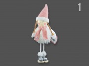 CQ02654 Téli ruhás kislány fehér/rózsaszín 42cm 2f