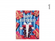 CQ02829 Ajándéktasak Happy Birthday retró glitteres közép 18x8x23cm 4f