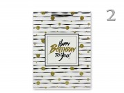 CQ02874 Ajándéktasak Happy Birthday ff csíkos nagy 26x10x32cm 4f