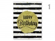 CQ02878 Ajándéktasak Happy Birthday arany glitteres óriás 30x12x42cm 4f