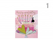 CQ02899 Ajándéktasak Happy Birthday rózsaszín/arany közép 18x8x23cm 4f
