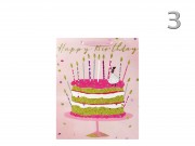 CQ02899 Ajándéktasak Happy Birthday rózsaszín/arany közép 18x8x23cm 4f