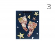 CQ02938 Ajándéktasak térképes csillagos glitteres közép 18x8x23cm 4f